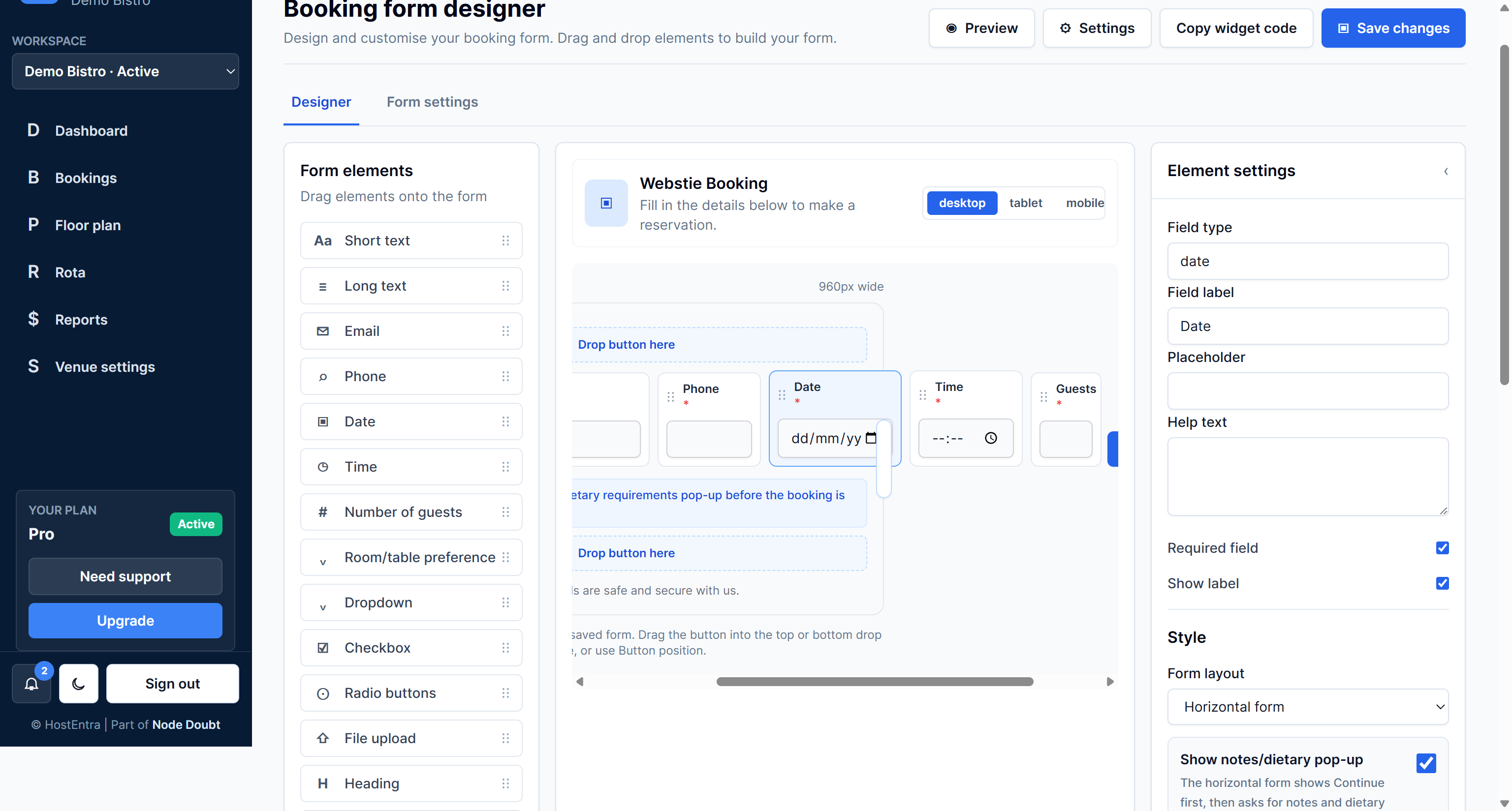 hostentra kb 003 booking form designer