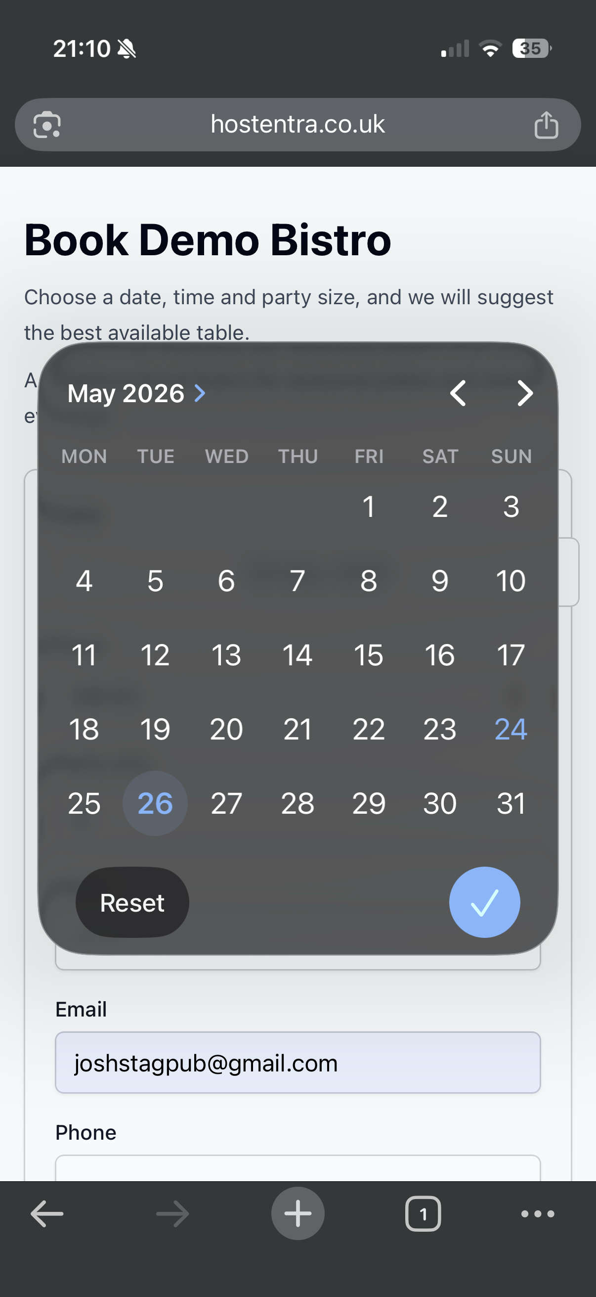 hostentra kb 011 mobile booking calendar